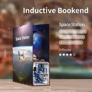 DIY Book Nook Boekensteun Space Station Bookend, Tone-Cheer, 18x8x24,5cm