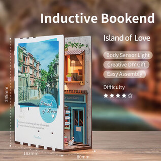 DIY Book Nook Boekensteun Island of Love, Tone-Cheer, 18,2x8x24,5cm
