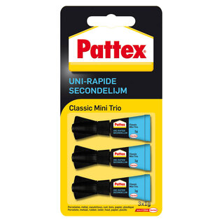 PATTEX: SECONDELIJM "CLASSIC MINI TRIO" 3X 1G, STERK EN SNEL (BLISTER)