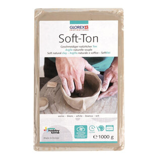 Soft-Ton, natuurlijke klei, wit 1000g, luchtdroog