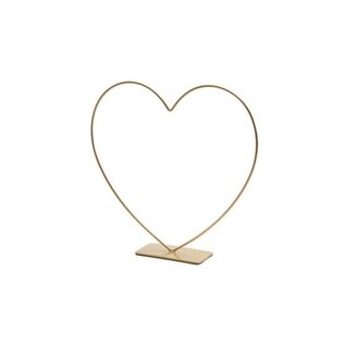 Metalen draadvorm hart op voet Goud 30cm
