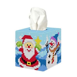 Tissuedoos plastic canvas pakket Wintertijd 13x12x12cm