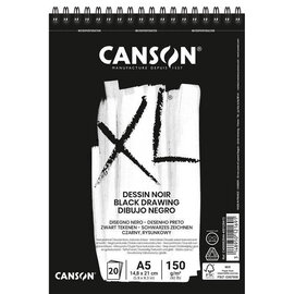 Canson XL - Zwart Tekenpapier - Schetsblok – 20 vellen – A5