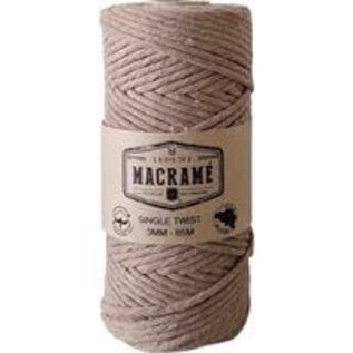 Macramé katoen touw enkel twist bruin 3mm +/-65M