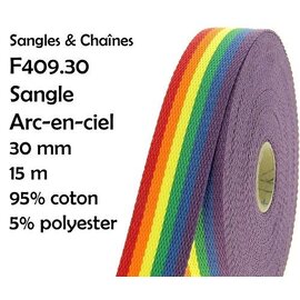 Tassenband 30mm regenboogkleuren vrolijk per meter