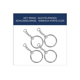 Sleutelringen 30 mm met keting, 4 stuks