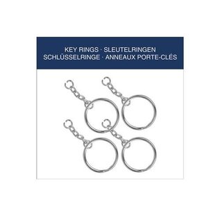 Sleutelringen 30 mm met keting, 4 stuks