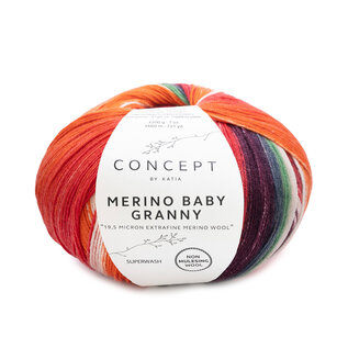 MERINO BABY GRANNY 505 Rood-Grijs-Camel bad 74243