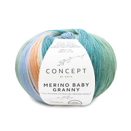 MERINO BABY GRANNY 501 Groen-Licht hemelsblauw-Oranje bad 74239