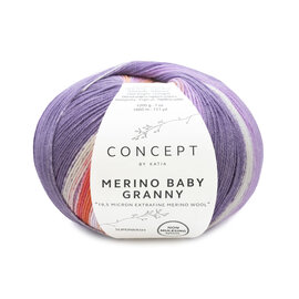 MERINO BABY GRANNY 500 Lila-Kauwgom roze-Grijs bad 74238