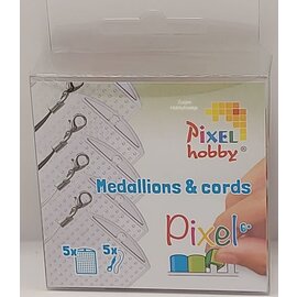 Pixel Medaillons met koord - Transparant -