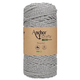 Anchor Crafty Fine Metallic macramé garen 501 grijs  250 gram 65 meter