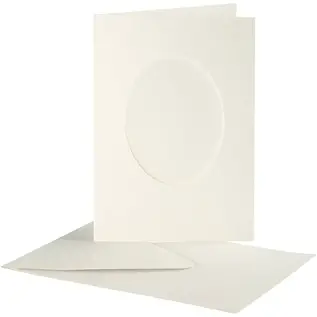 Passepartout Kaarten, afmeting kaart 10,5x15 cm, gatgrootte 6,5x8,8 cm, 10 sets, off-white