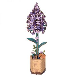 DIY Houten Bloem Lilac, Lila Sering, 7,5x7x22,5cm
