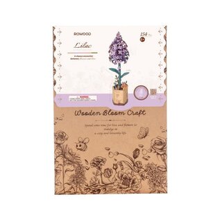 DIY Houten Bloem Lilac, Lila Sering, 7,5x7x22,5cm