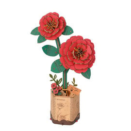 DIY Houten Bloem Red Camellia, Rode Camelia, Robotime, 11,5×6,5×20,5cm