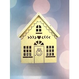 Houten huisjes 7,5 x 9,5 x  8 cm
