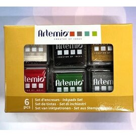 Set van 6 stempel inktpatronen - wit, zwart, rood, groen, goud & zilver