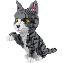 Balody Grijs witte kat - Nanoblocks / miniblocks - Bouwset / 3D puzzel - 1300 bouwsteentjes
