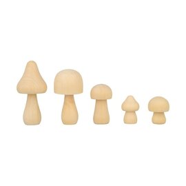 5 houten paddenstoelen