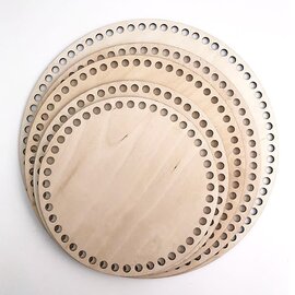 Houten tassen bodem Rond 30cm 3mm dikte 69 gaten van 8mm