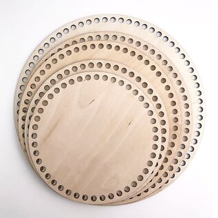 Houten tassen bodem Rond 30cm 3mm dikte 69 gaten van 8mm