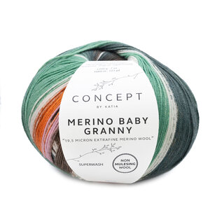 MERINO BABY GRANNY 502 - Bruin-Kauwgom roze-Kaki bad 75806