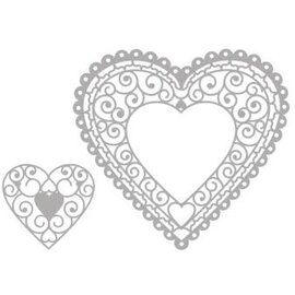 Stanssjabloon Delicate Die Heart Doily 4,8x4,5cm+11,4x10,6cm