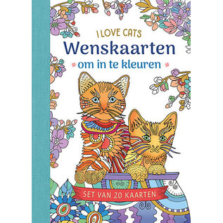 Wenskaarten om in te kleuren - I love cats