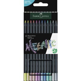 Kleurpotlood Faber-Castell Black Edition 12 stuks Metallic in karton etui