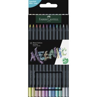 Kleurpotlood Faber-Castell Black Edition 12 stuks Metallic in karton etui