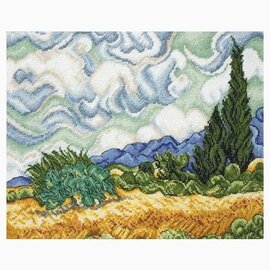 PROMO - Kruissteekpakket - Wheat Field with Cypresses