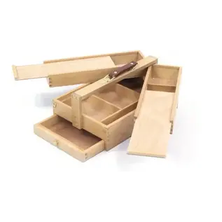 Multifunctionele gereedschapskist Kangaro 3 lagen, 4 laden beukenhout met handvat 23.5x13x34cm