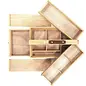 Multifunctionele gereedschapskist Kangaro 3 lagen, 4 laden beukenhout met handvat 23.5x13x34cm