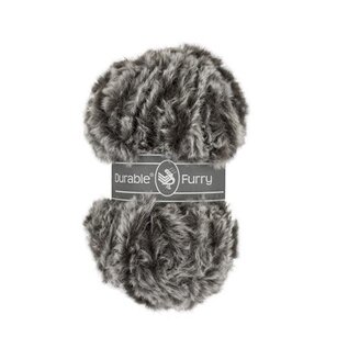 Durable Furry brei- en haakgaren 50 gram 35 meter 100% polyester - Kleur 412 grijs bad 223226