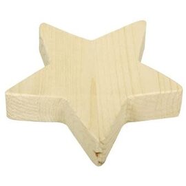 Houten ster met geperforeerd, 10x10x2,5cm