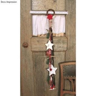 Houten ster met geperforeerd, 10x10x2,5cm