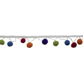 Pompons slinger multicolor, wit lint, 1m
