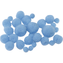 Pompons 8-20mm blauw 100st.