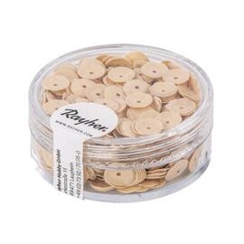 Pailletten, 6mm ø, schotel, doosje à 6 g, wasbaar, licht beige