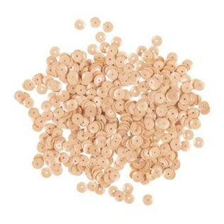 Pailletten, 6mm ø, schotel, doosje à 6 g, wasbaar, licht beige