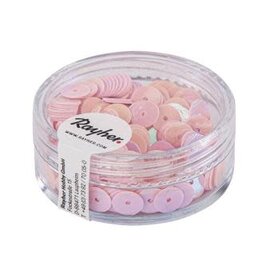 Pailletten,6mm ø, glad, doosje à 6 g, wasbaar, iris. rose