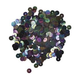 Pailletten,6mm ø, glad, doosje à 6 g, wasbaar, iris. zwart