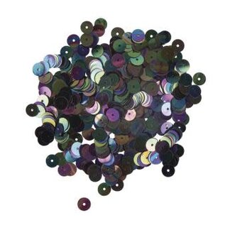 Pailletten,6mm ø, glad, doosje à 6 g, wasbaar, iris. zwart