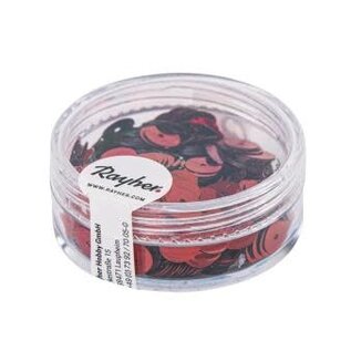 Pailletten,6mm ø, glad, doosje à 6 g, wasbaar, rood