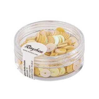 Pailletten,6mm ø, glad, doosje à 6 g, wasbaar, iris. geel