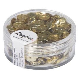 Pailletten, schotel, 6mm ø, doosje à 6 g, goud