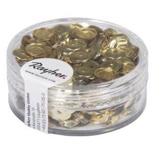 Pailletten, schotel, 6mm ø, doosje à 6 g, goud