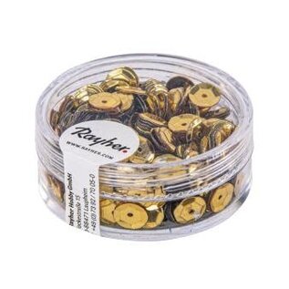 Pailletten, 6mm ø, schotel, doosje à 6 g, wasbaar, goud