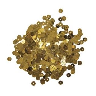 Pailletten,6mm ø, glad, doosje à 6 g, wasbaar, geelgoud